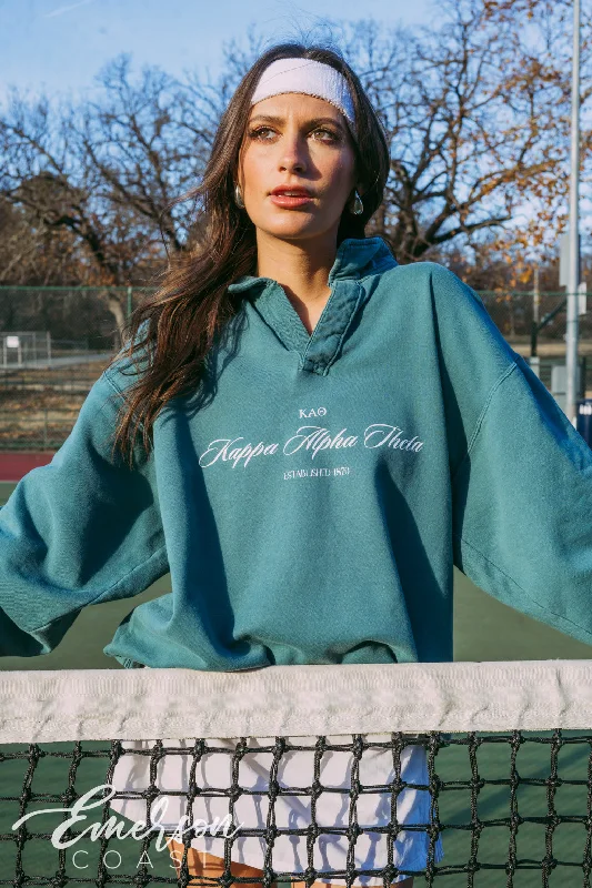 Kappa Alpha Theta Emerald Oversized Collared CrewCrewneckhistory
